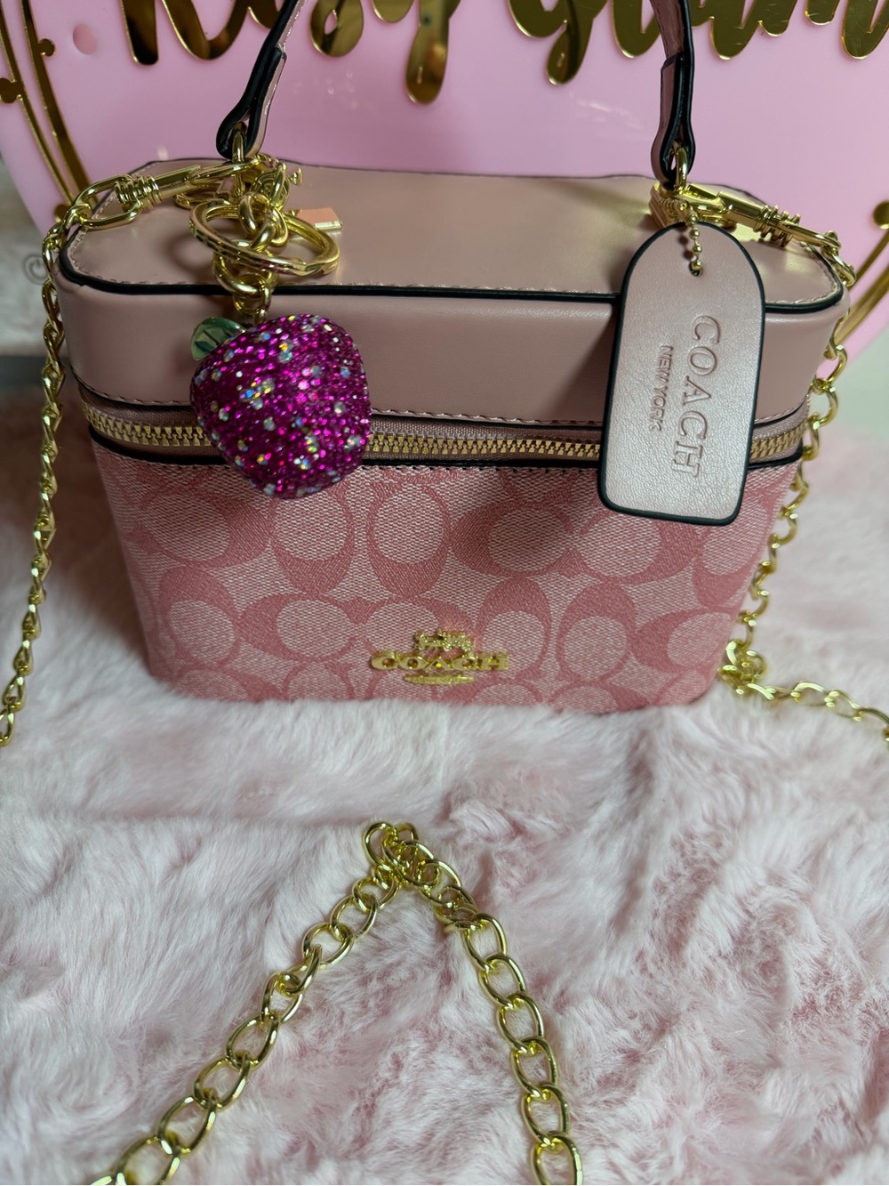 COACH Pink Signature Mini Crossbody with Gold Hardware